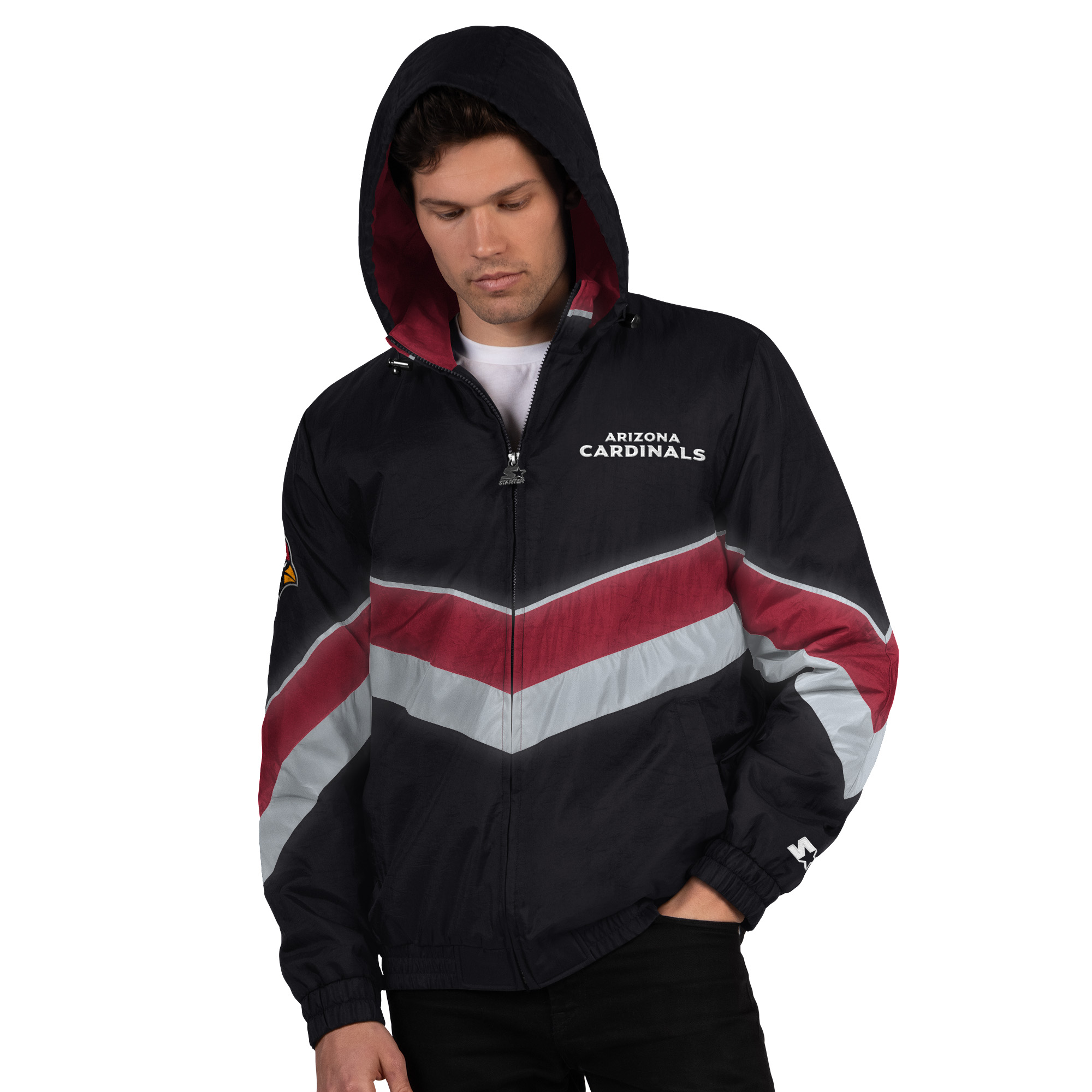 Men's Starter Black/Cardinal Arizona Cardinals Thursday Night Gridiron Full-Zip Jacket