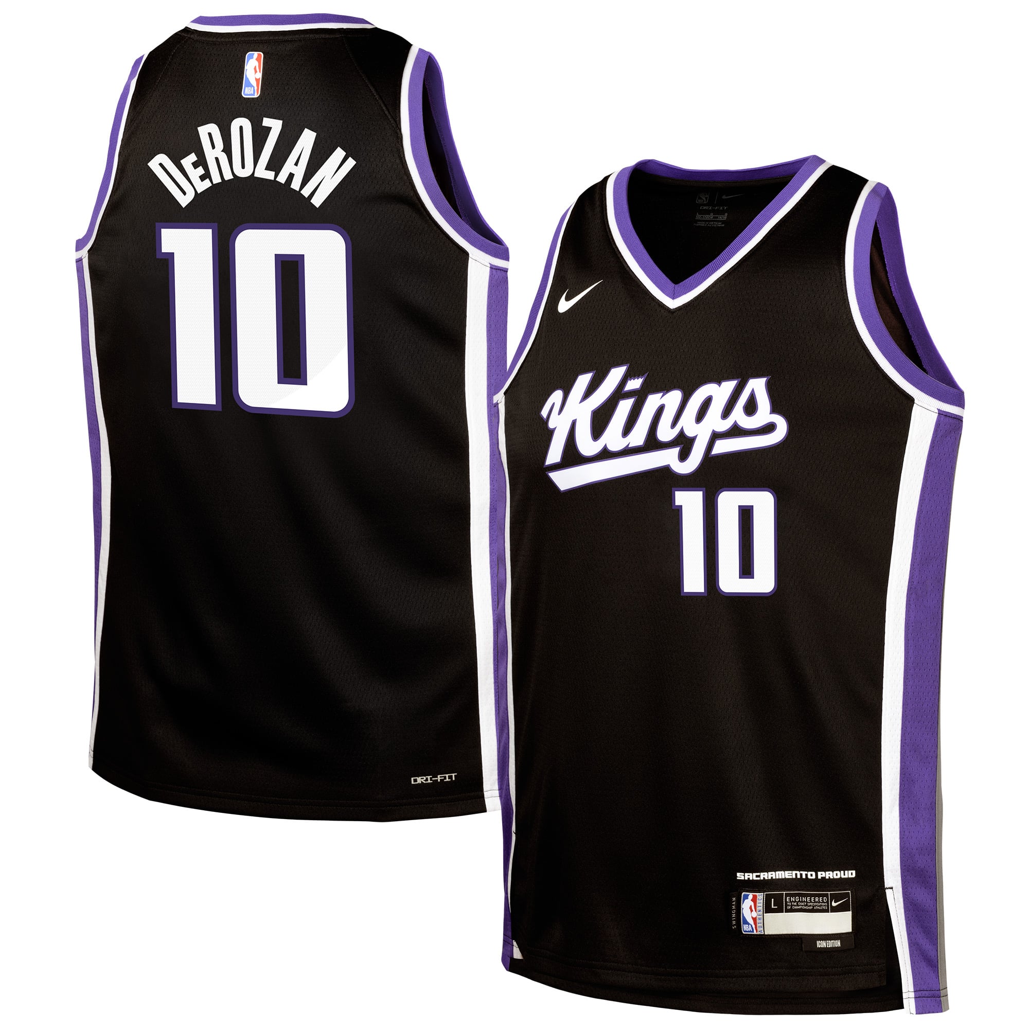 Youth Nike DeMar DeRozan Black Sacramento Kings Swingman Jersey - Icon Edition