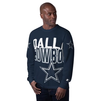 Men's Starter Navy Dallas Cowboys Clutch Hit Long Sleeve T-Shirt