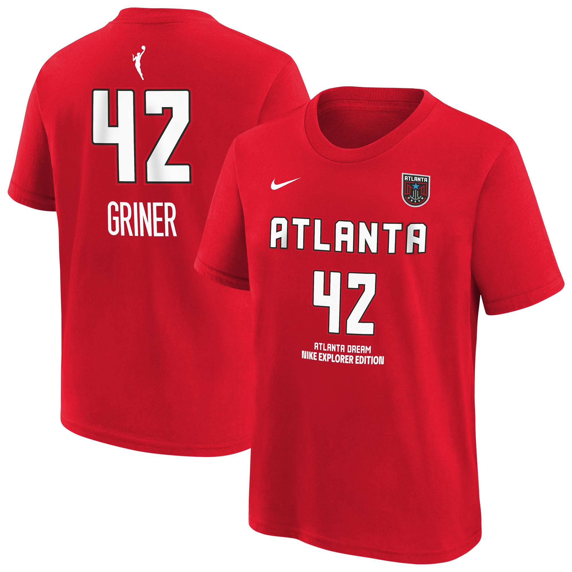 Youth Nike Brittney Griner Red Atlanta Dream Explorer Edition Name & Number T-Shirt