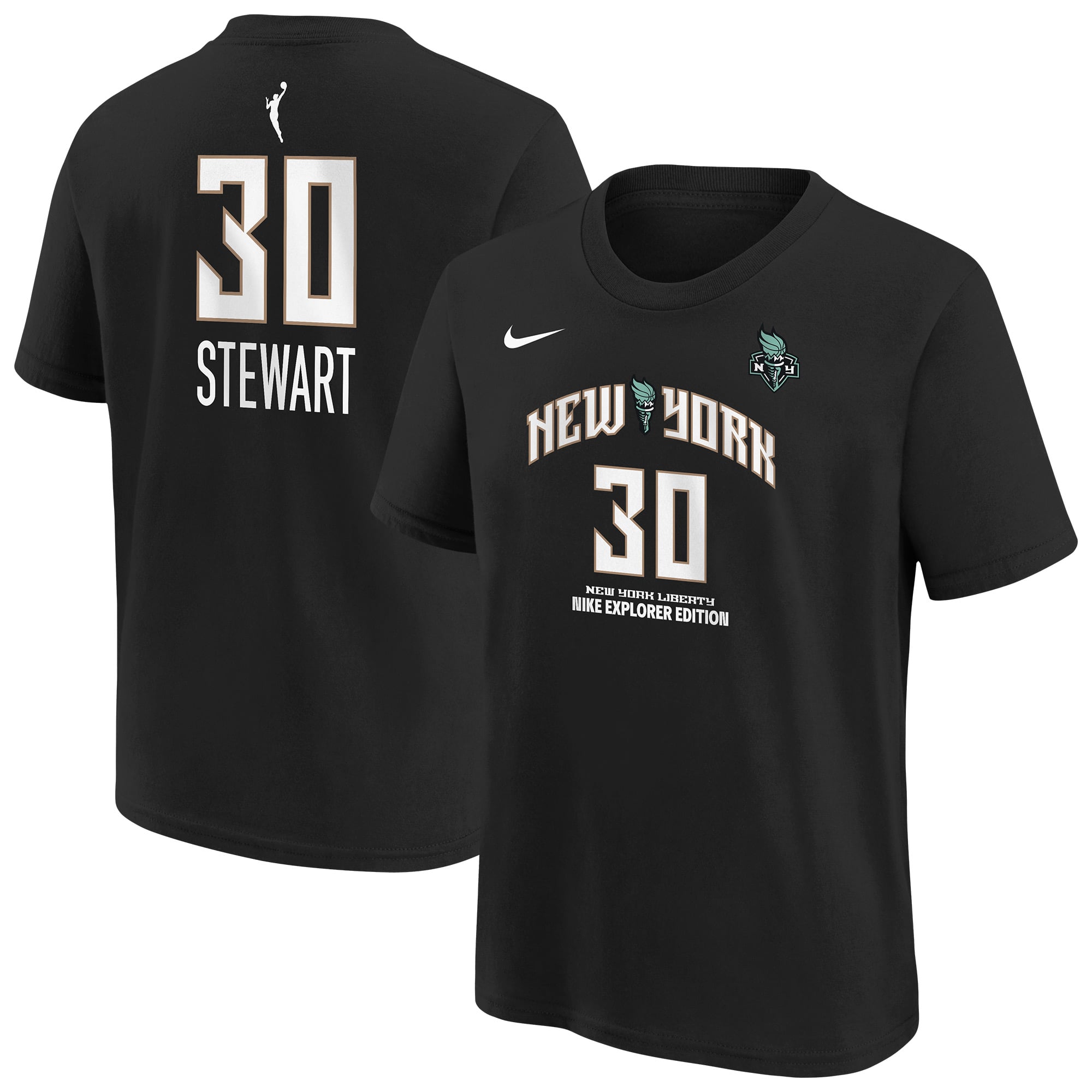 Youth Nike Breanna Stewart Black New York Liberty Explorer Edition Player Name & Number T-Shirt