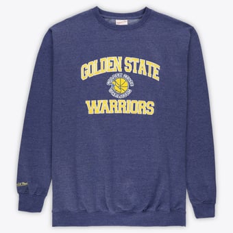 Men's Mitchell & Ness Heather Royal Golden State Warriors Hardwood Classics Big & Tall Crewneck Sweatshirt