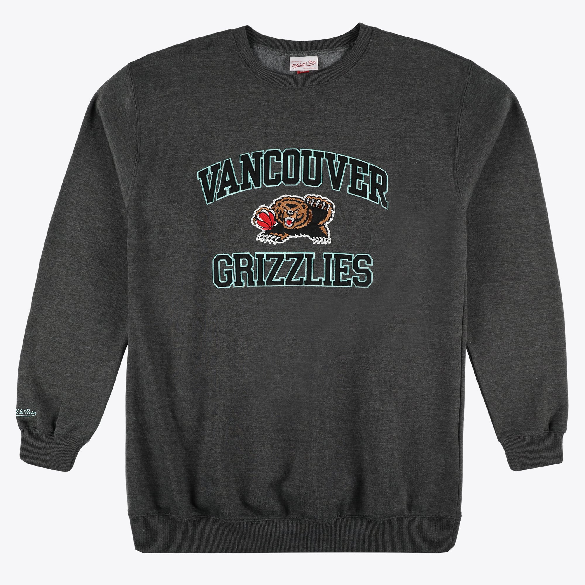 Men's Mitchell & Ness Heather Charcoal Memphis Grizzlies Hardwood Classics Big & Tall Crewneck Sweatshirt