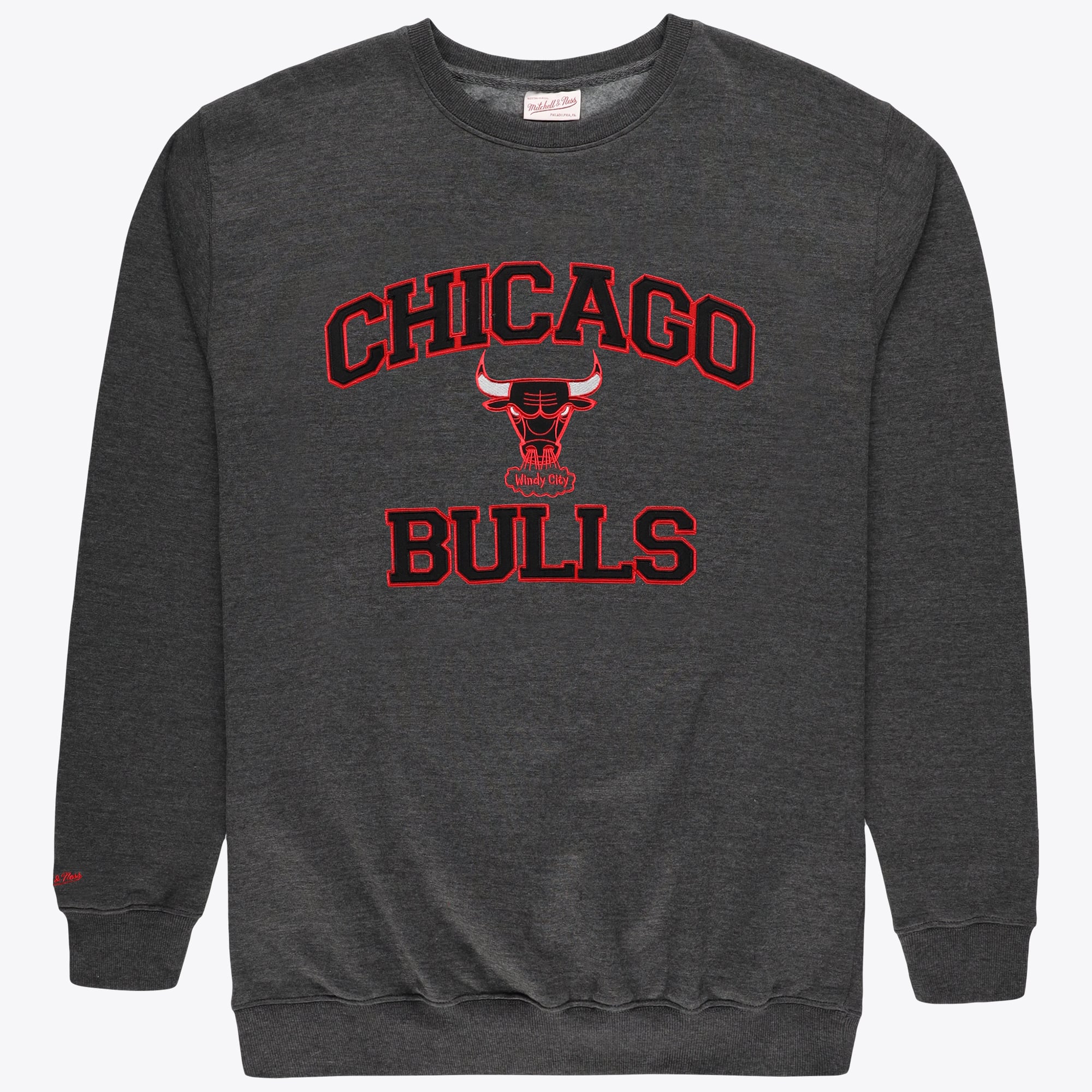 Men's Mitchell & Ness Heather Charcoal Chicago Bulls Hardwood Classics Big & Tall Crewneck Sweatshirt
