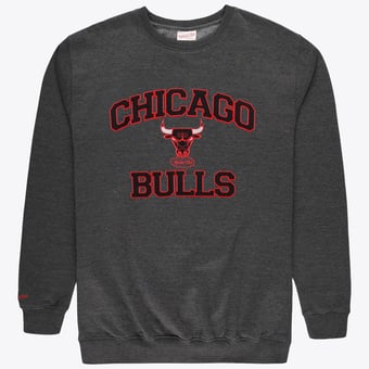 Men's Mitchell & Ness Heather Charcoal Chicago Bulls Hardwood Classics Big & Tall Crewneck Sweatshirt
