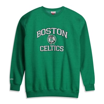 Men's Mitchell & Ness Heather Kelly Green Boston Celtics Hardwood Classics Big & Tall Crewneck Sweatshirt