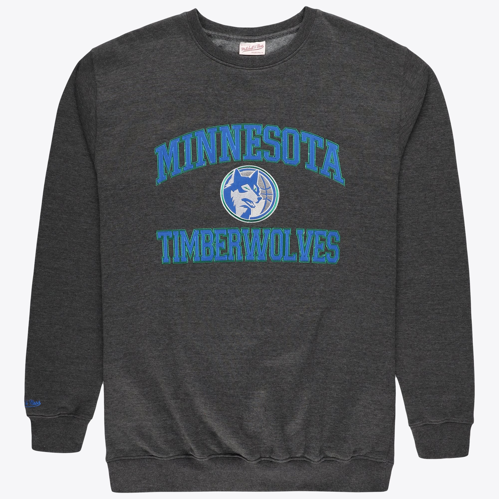 Men's Mitchell & Ness Heather Charcoal Minnesota Timberwolves Hardwood Classics Big & Tall Crewneck Sweatshirt