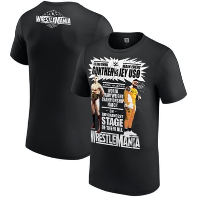 Men's Black WrestleMania 41 Jey Uso vs. Gunther Match T-Shirt