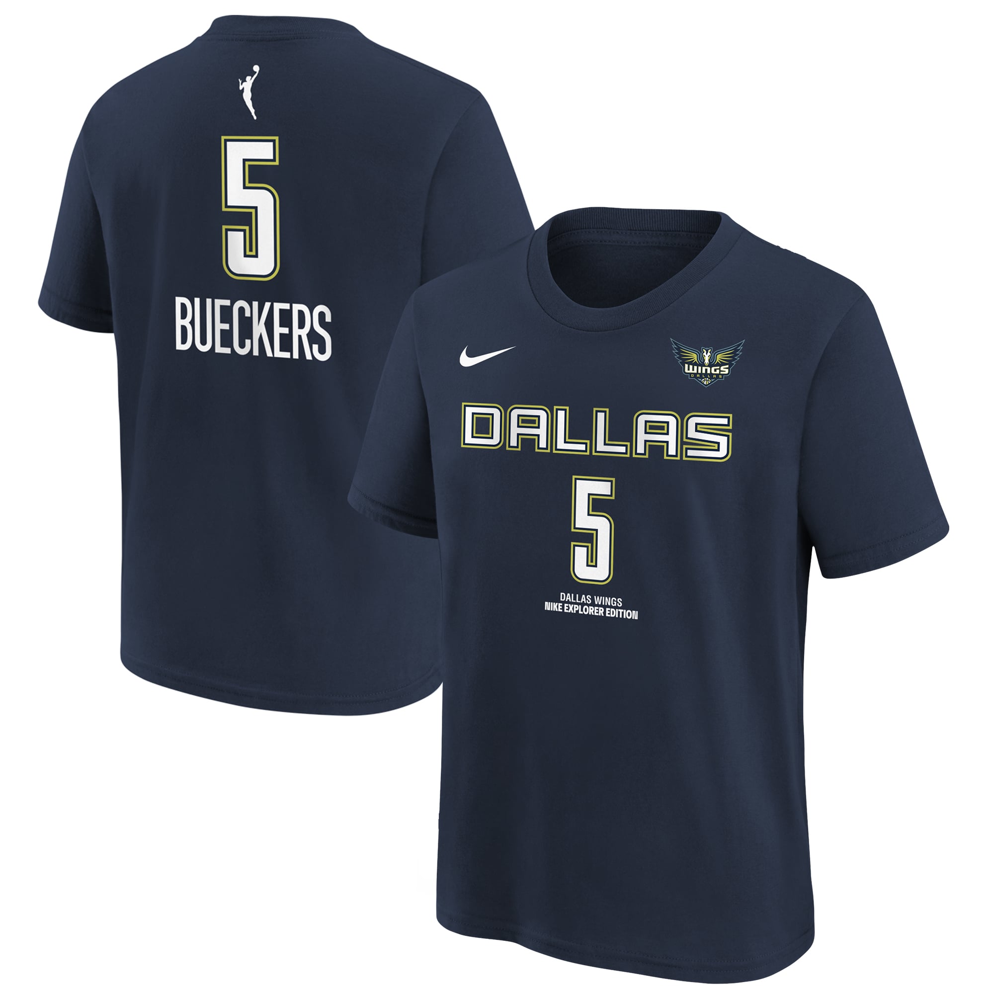 Youth Nike Paige Bueckers Navy Dallas Wings 2025 WNBA Draft Explorer Edition Name & Number T-Shirt