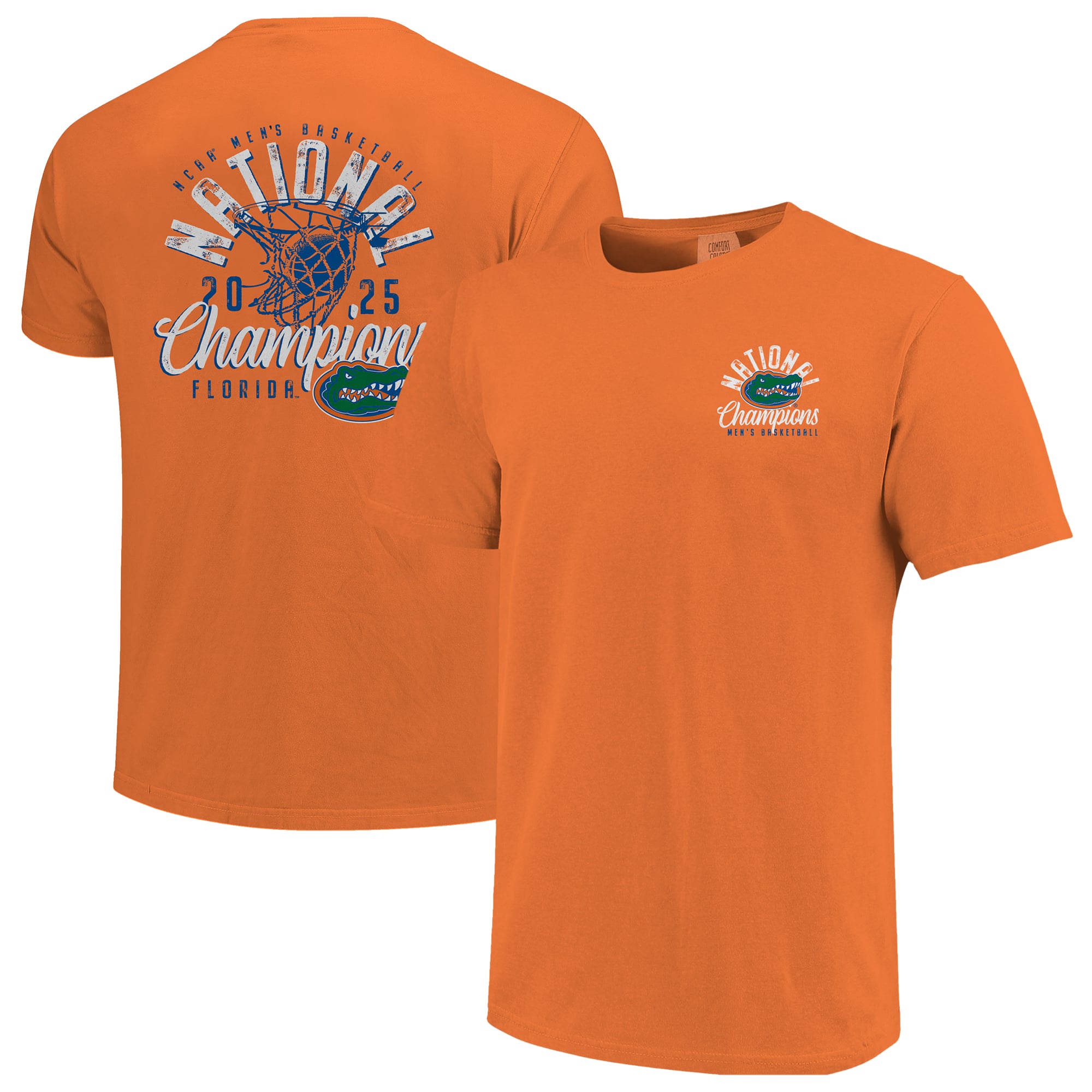 Men's Orange Florida Gators 2025 NCAA Men's Basketball National Champions Distressed Net T-Shirt