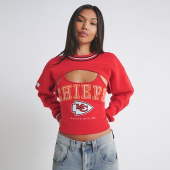 Women's  Red Kansas City Chiefs Fleece Shrug Cami