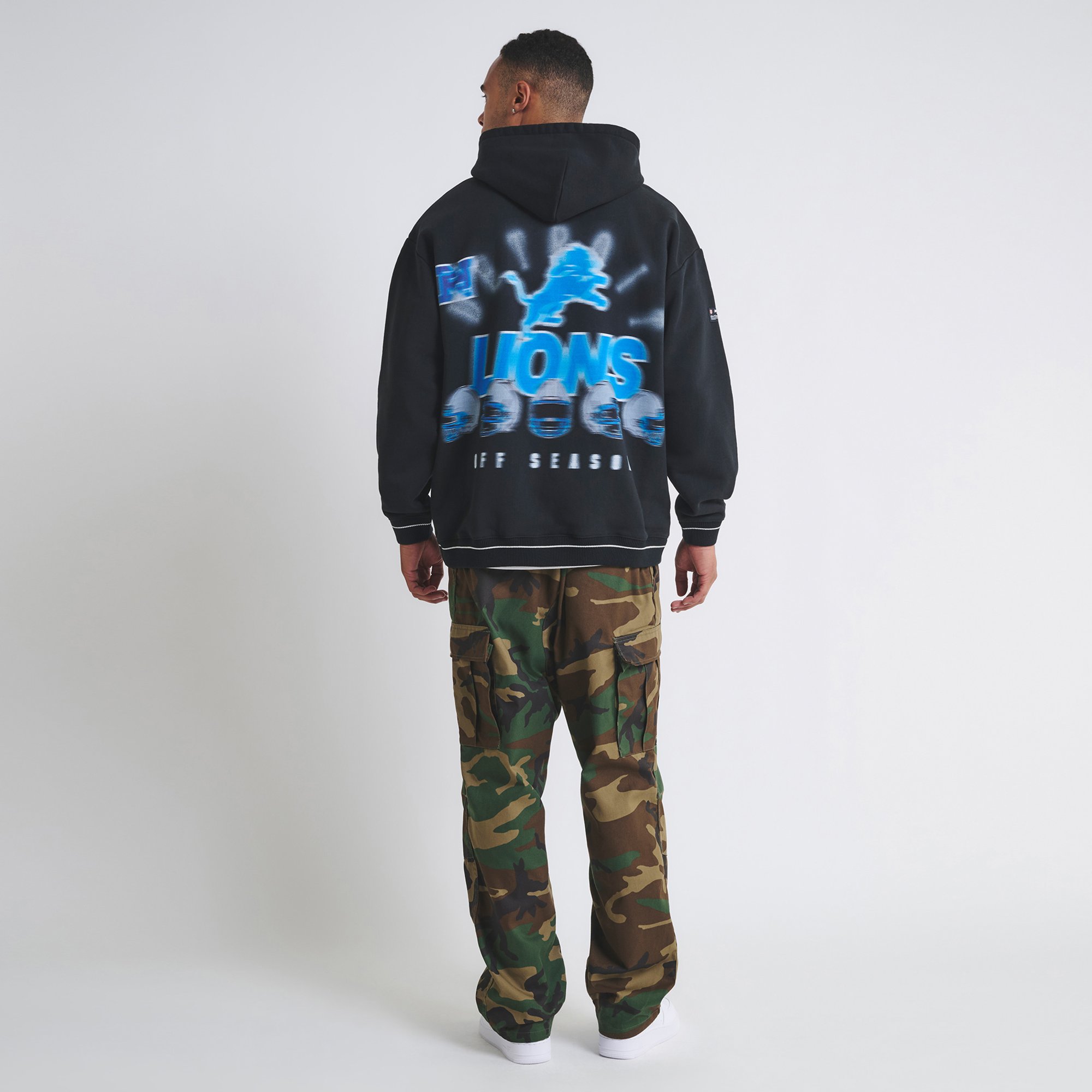 Sudadera unisex negra con capucha de los Detroit Lions