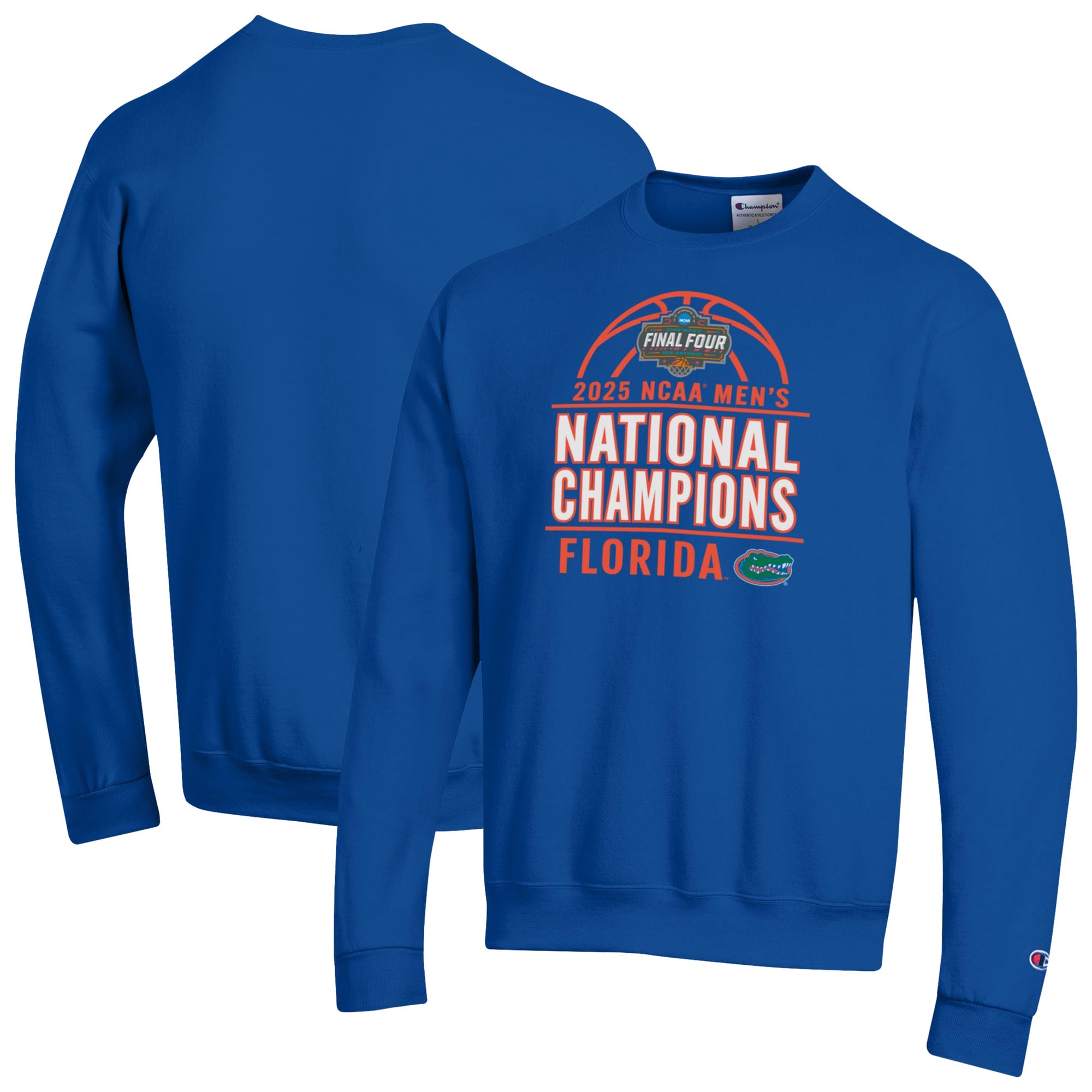 Men’s Champion  Royal Florida Gators 2025 NCAA Men's Basketball National Champions Eco Powerblend Crewneck Sweatshirt