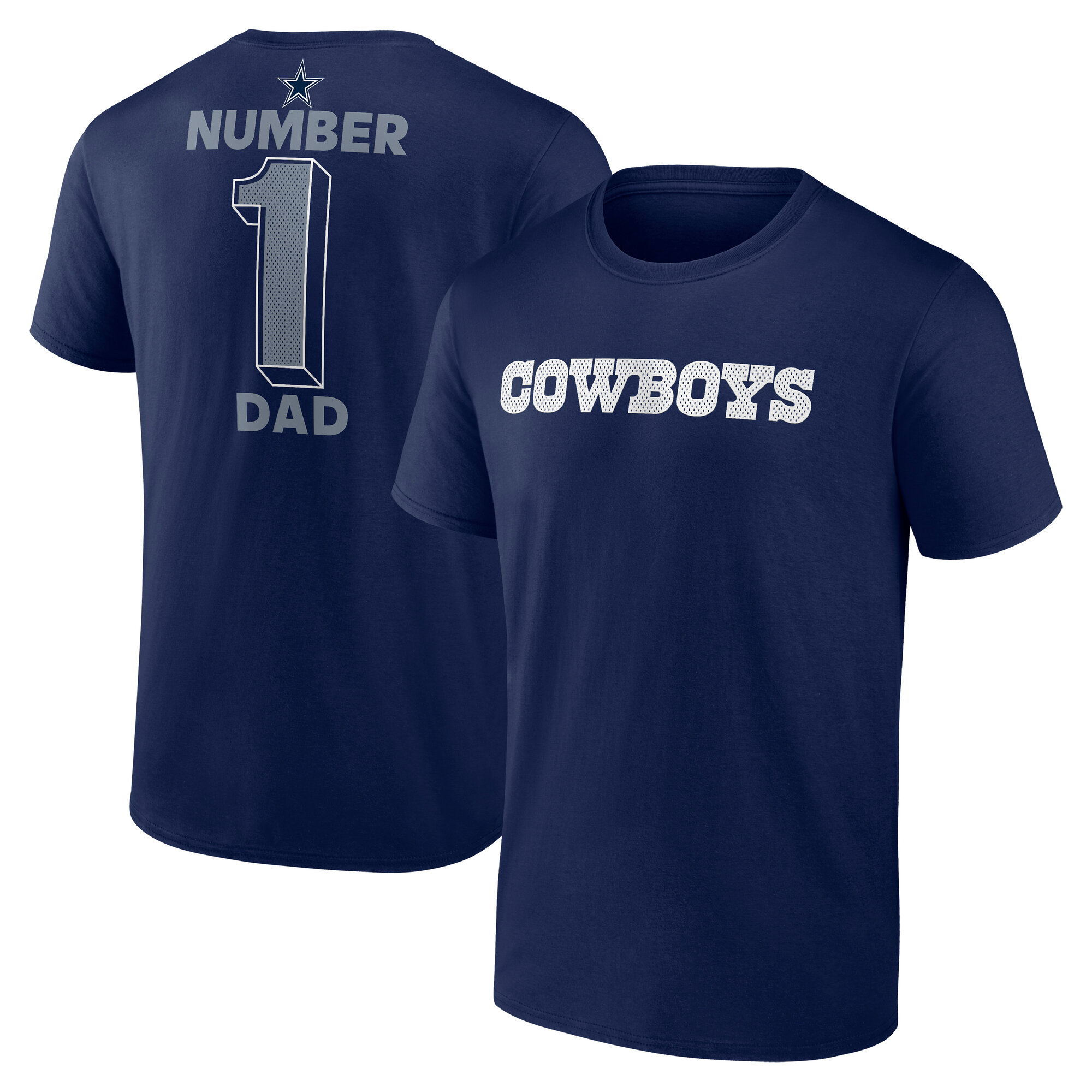 Men's Logo Athletic Navy Dallas Cowboys #1 Dad Jersey T-Shirt