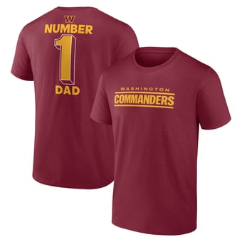 Men's Logo Athletic Burgundy Washington Commanders #1 Dad Jersey T-Shirt