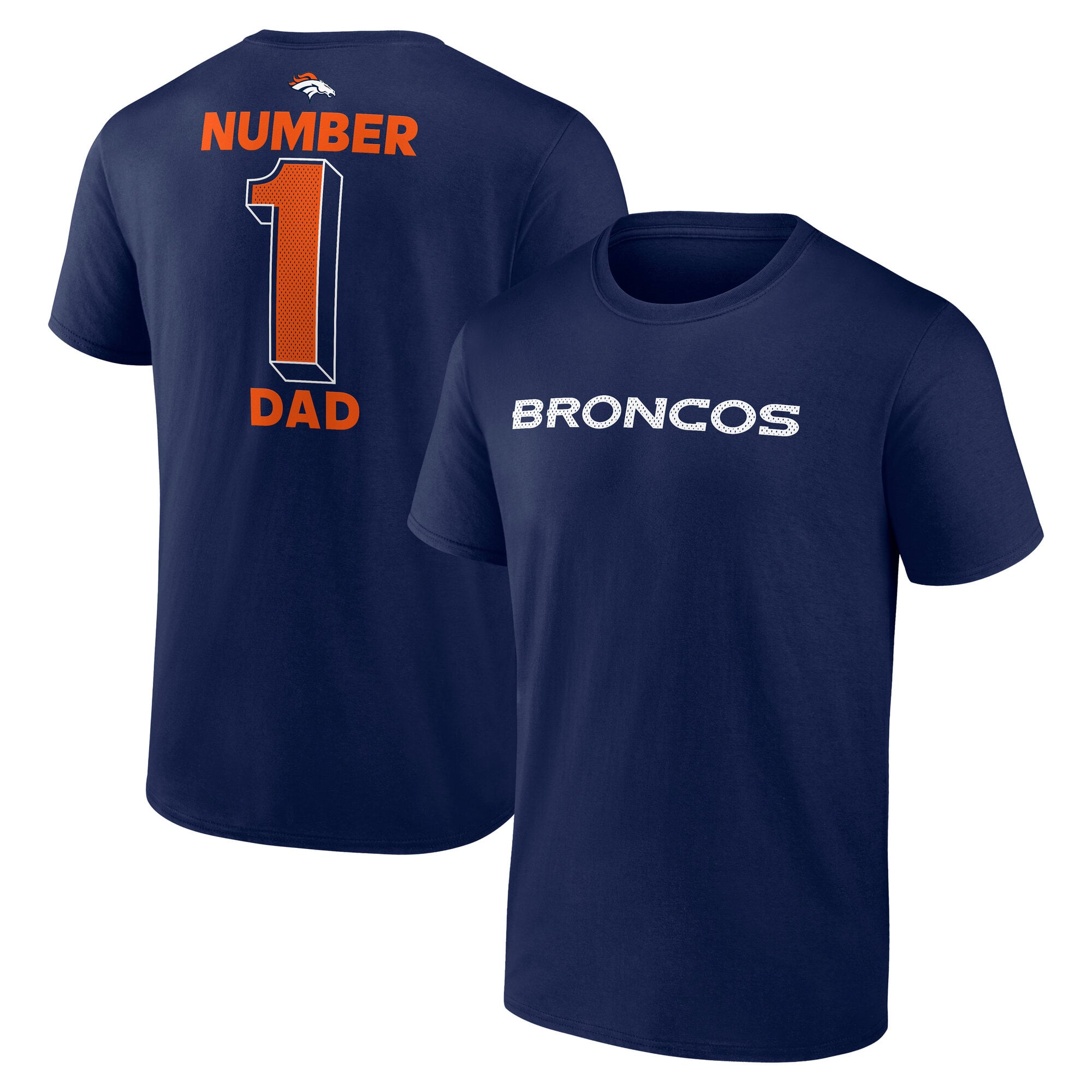 Men's Logo Athletic Navy Denver Broncos #1 Dad Jersey T-Shirt