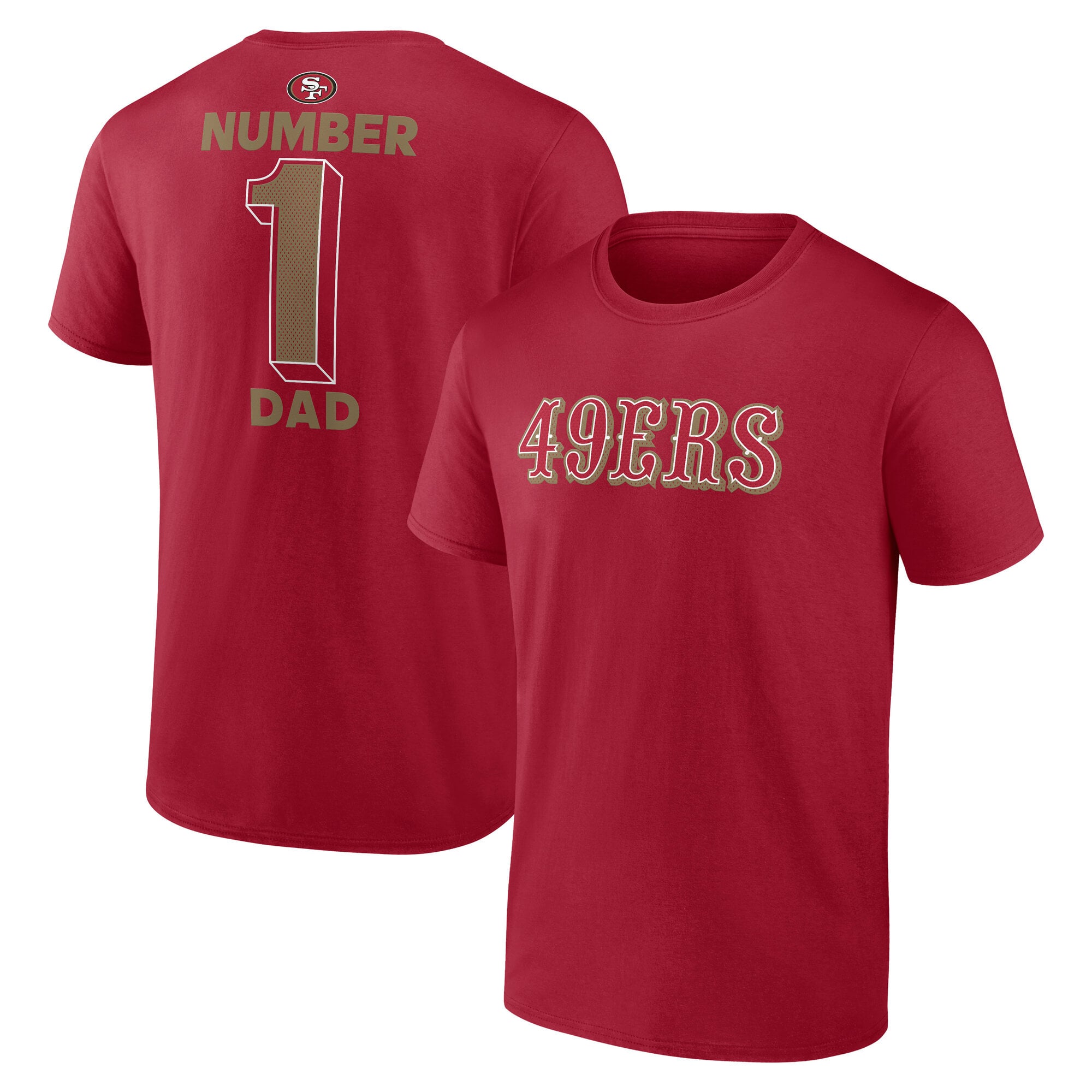 Men's Logo Athletic Scarlet San Francisco 49ers #1 Dad Jersey T-Shirt