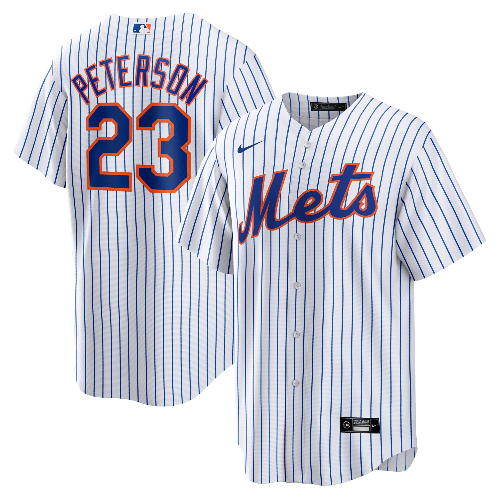Men's Nike David Peterson White New York Mets Home Replica Jersey