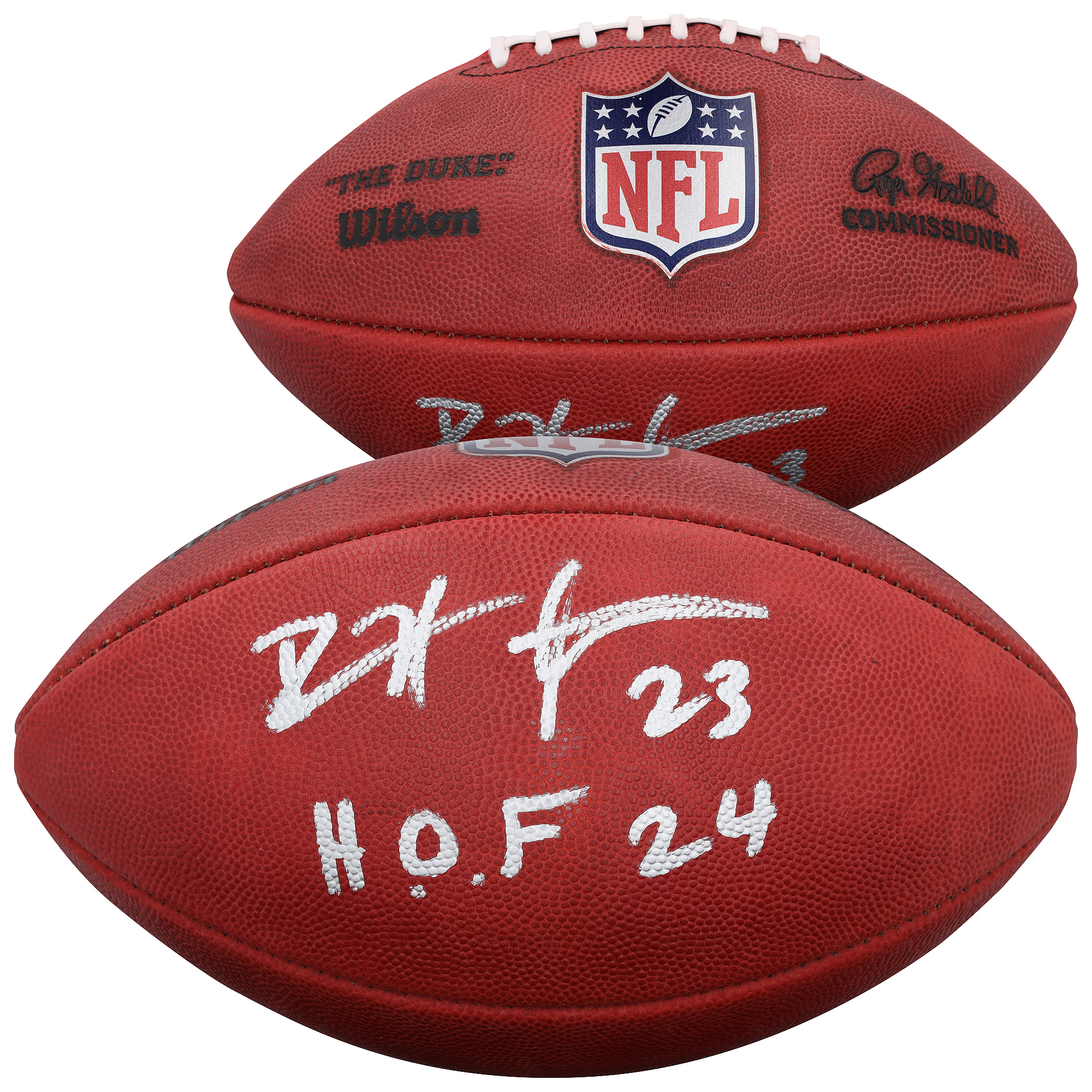 Devin Hester Chicago Bears Autographed Wilson Duke Full Color Football with "HOF 24" Inscription