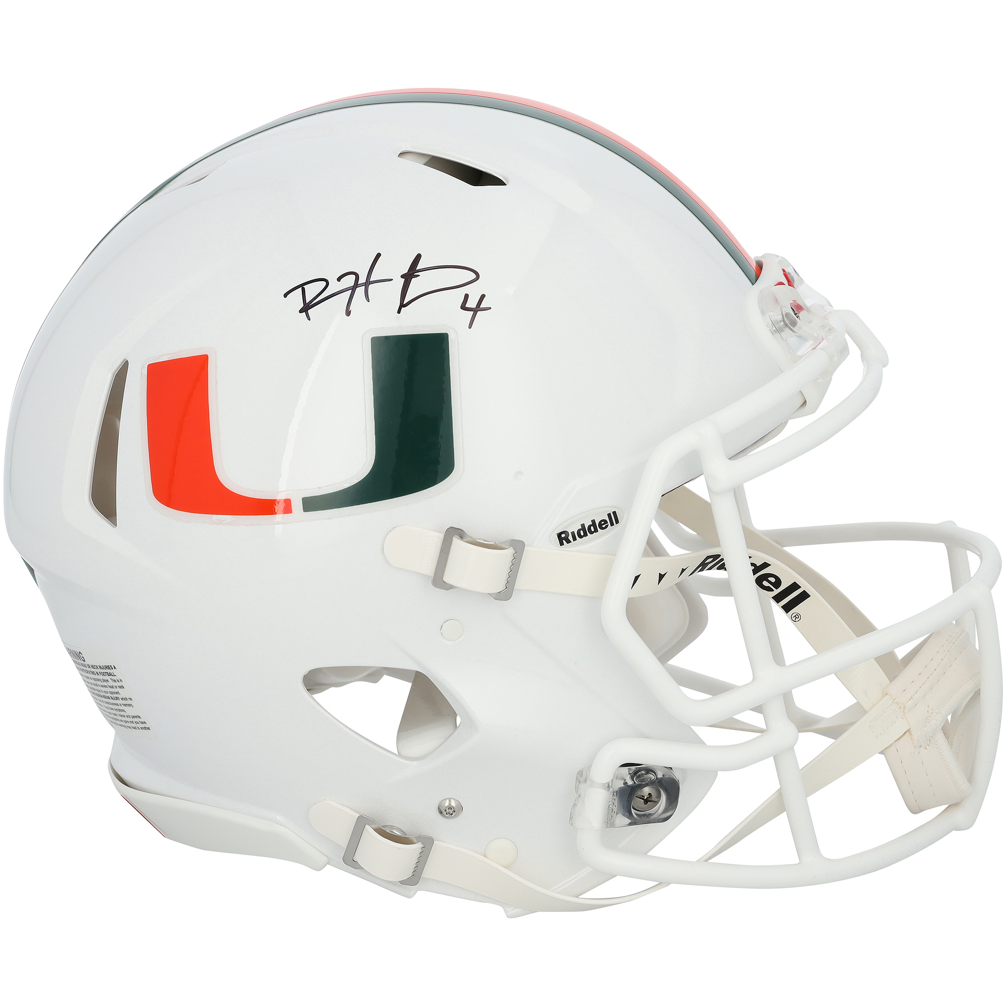 Devin Hester Miami Hurricanes Autographed Riddell Speed Authentic Helmet