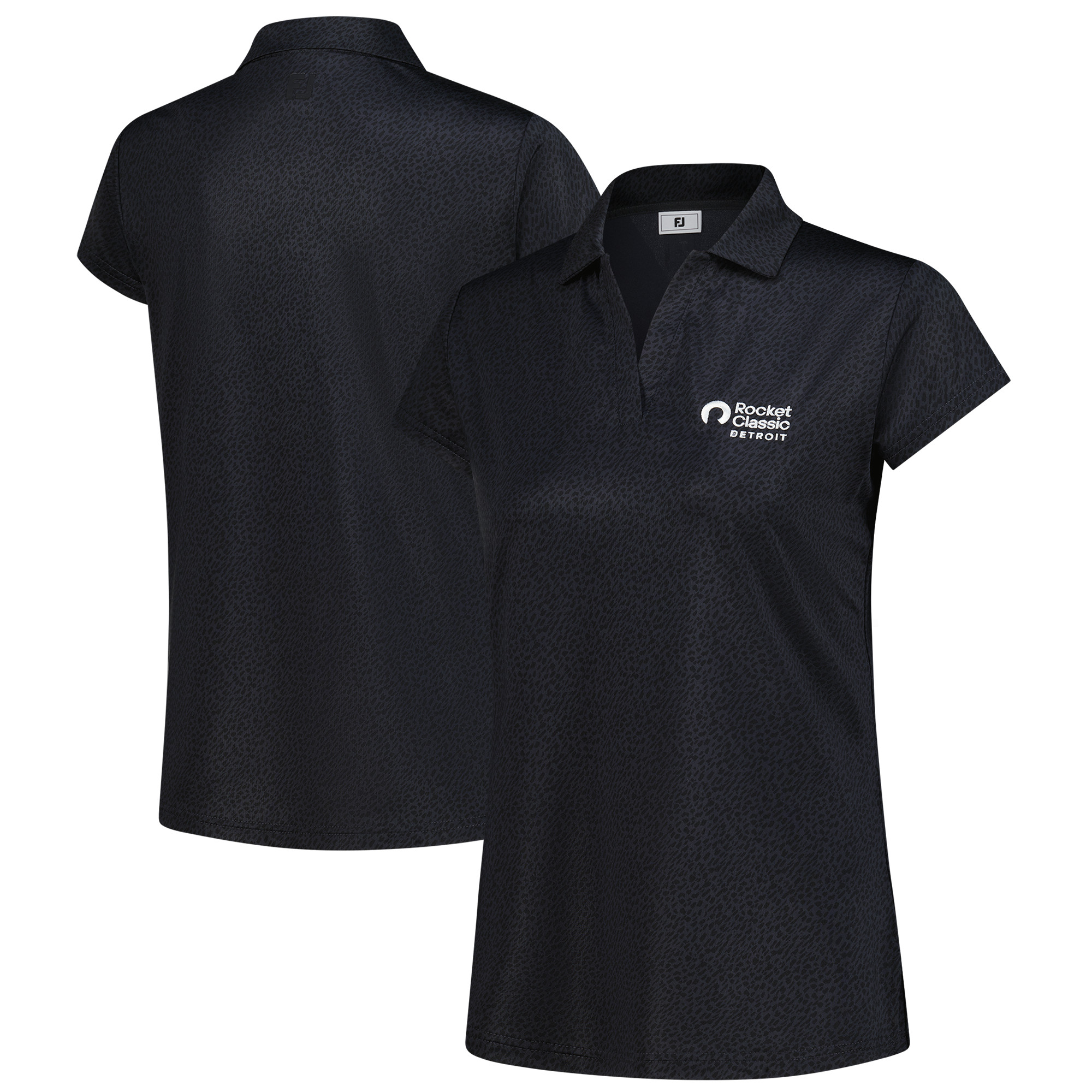 Women’s FootJoy Black Rocket Classic Cap Sleeve Printed Polo Women’s FootJoy Black Rocket Classic Cap Sleeve Printed Polo