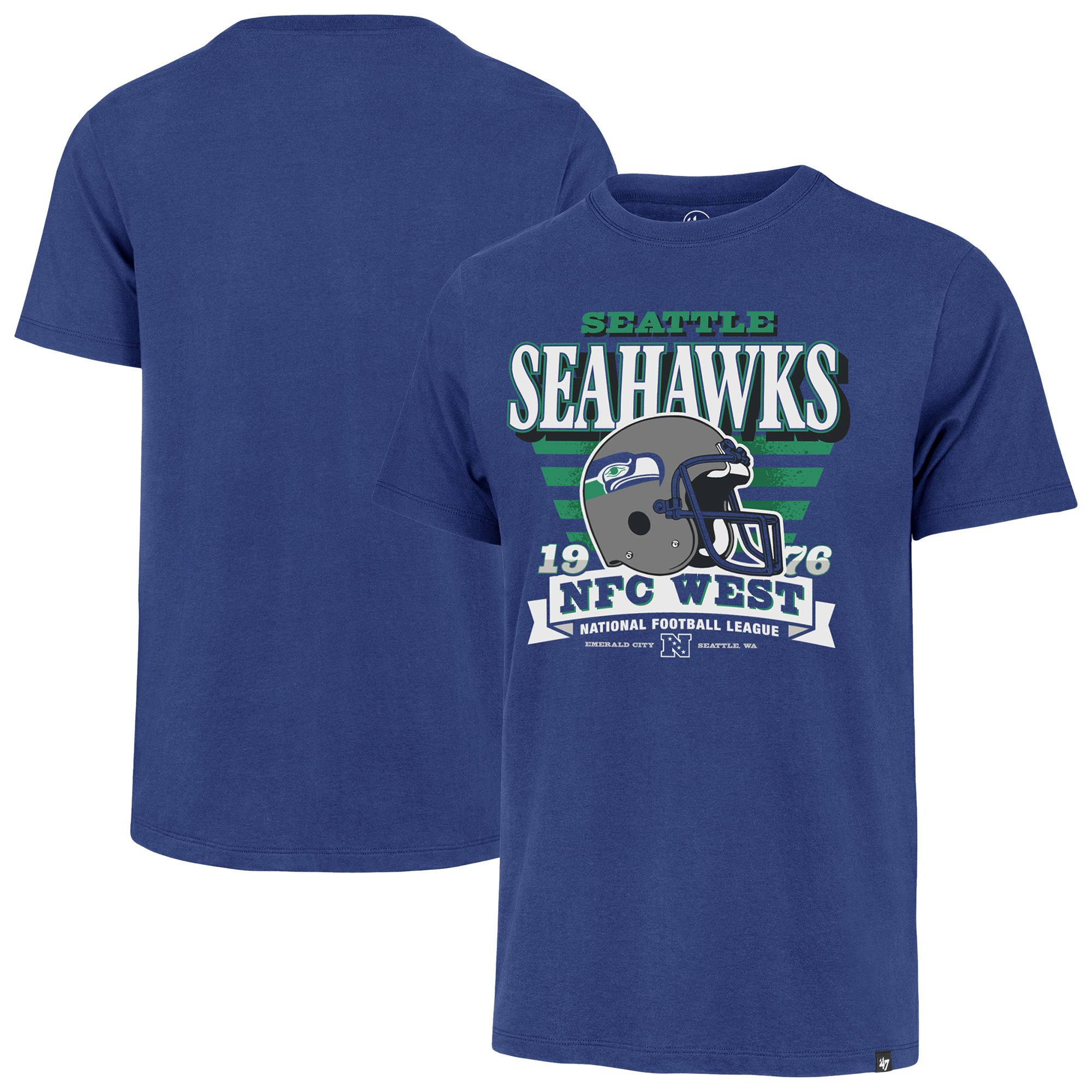 Men's '47 Royal Seattle Seahawks Stripe Splash Franklin Throwback T-Shirt