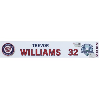 Trevor Williams Washington Nationals Player-Issued #32 Nameplate from 2025 MLB Spring Training