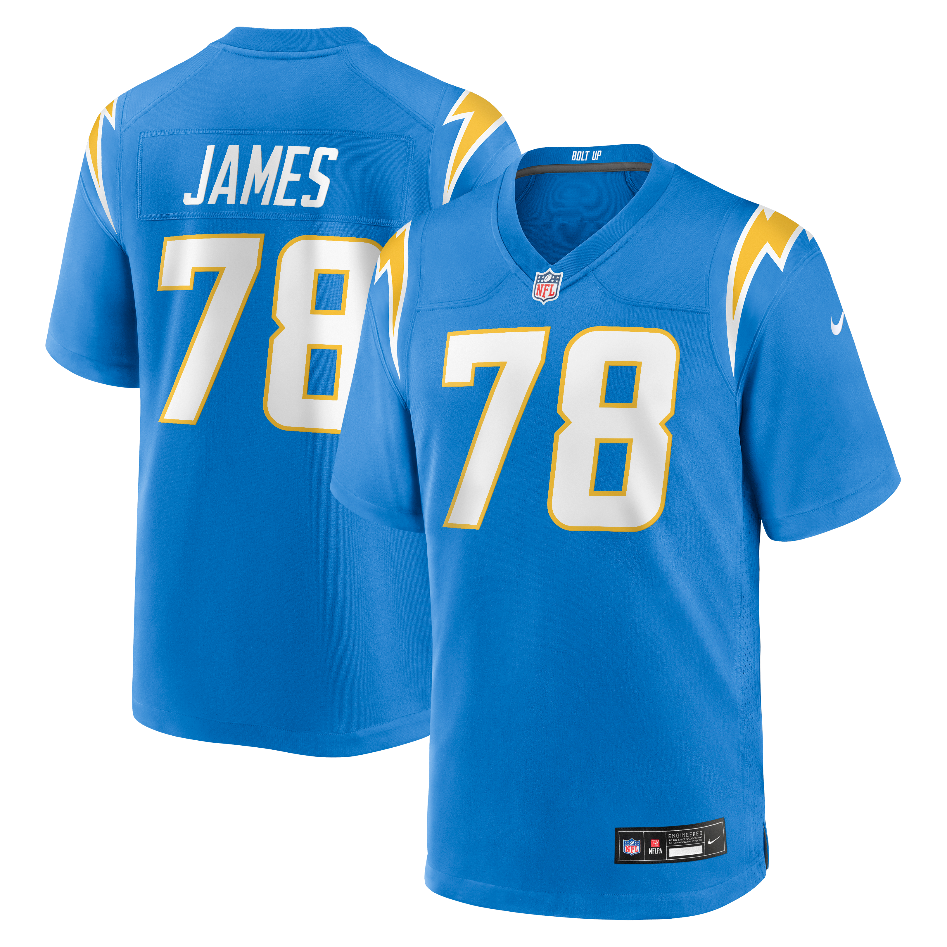 Men's Nike Andre James Powder Blue Los Angeles Chargers Team Game Jersey