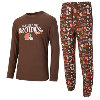 Men's Concepts Sport  Brown Cleveland Browns Chestnut Long Sleeve Top & Pants Set