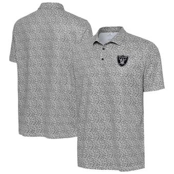Men's Antigua Black Las Vegas Raiders Field Ditsy Polo