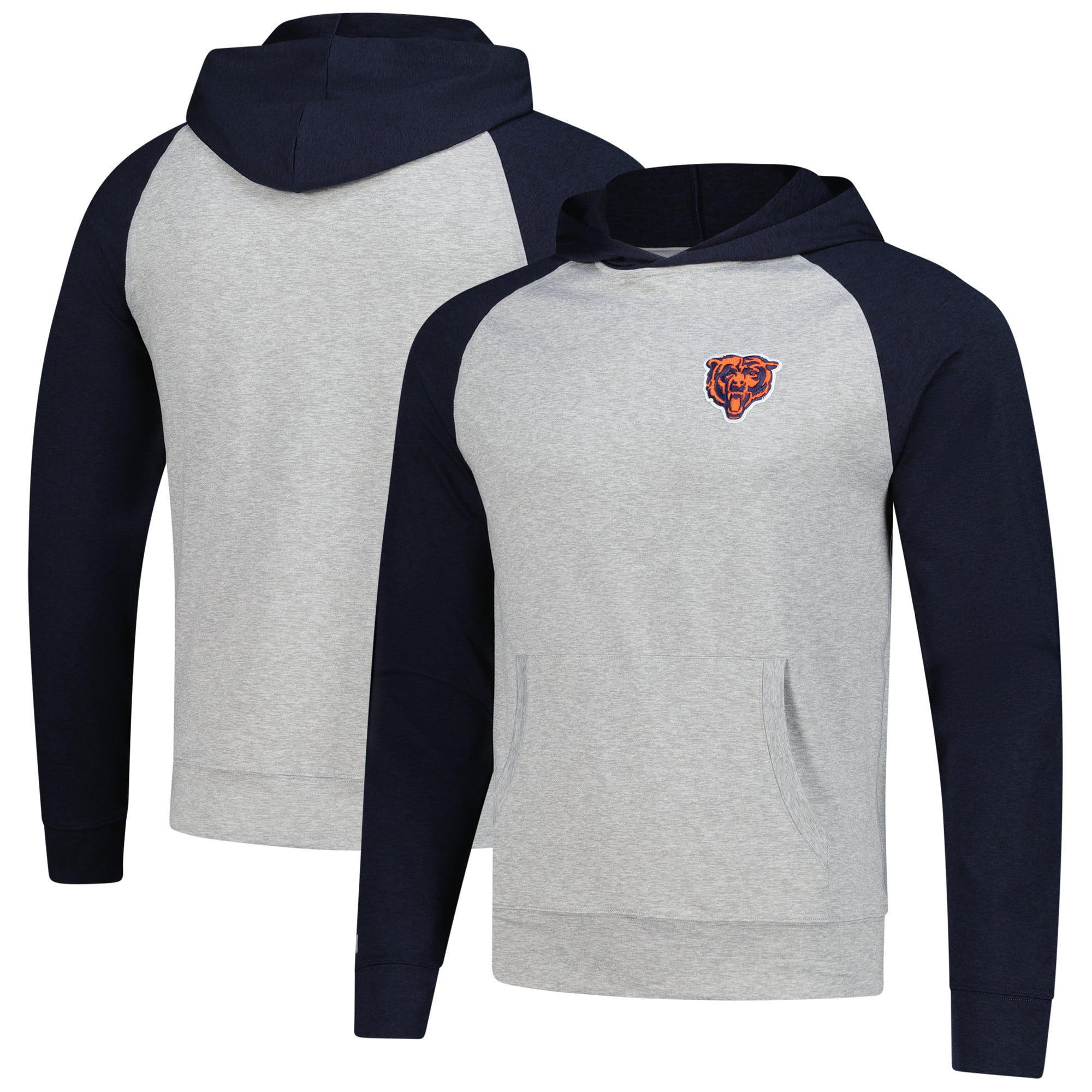 Men's Antigua Heather Gray/Navy Chicago Bears Urgent Pullover Hoodie