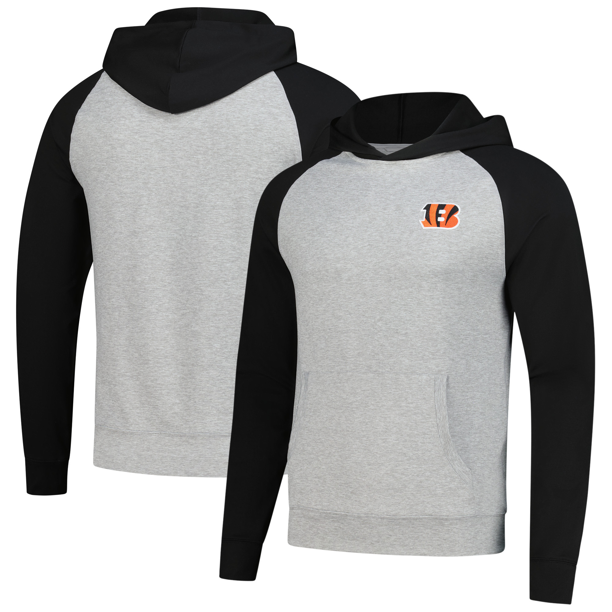 Men's Antigua Heather Gray/Black Cincinnati Bengals Urgent Pullover Hoodie
