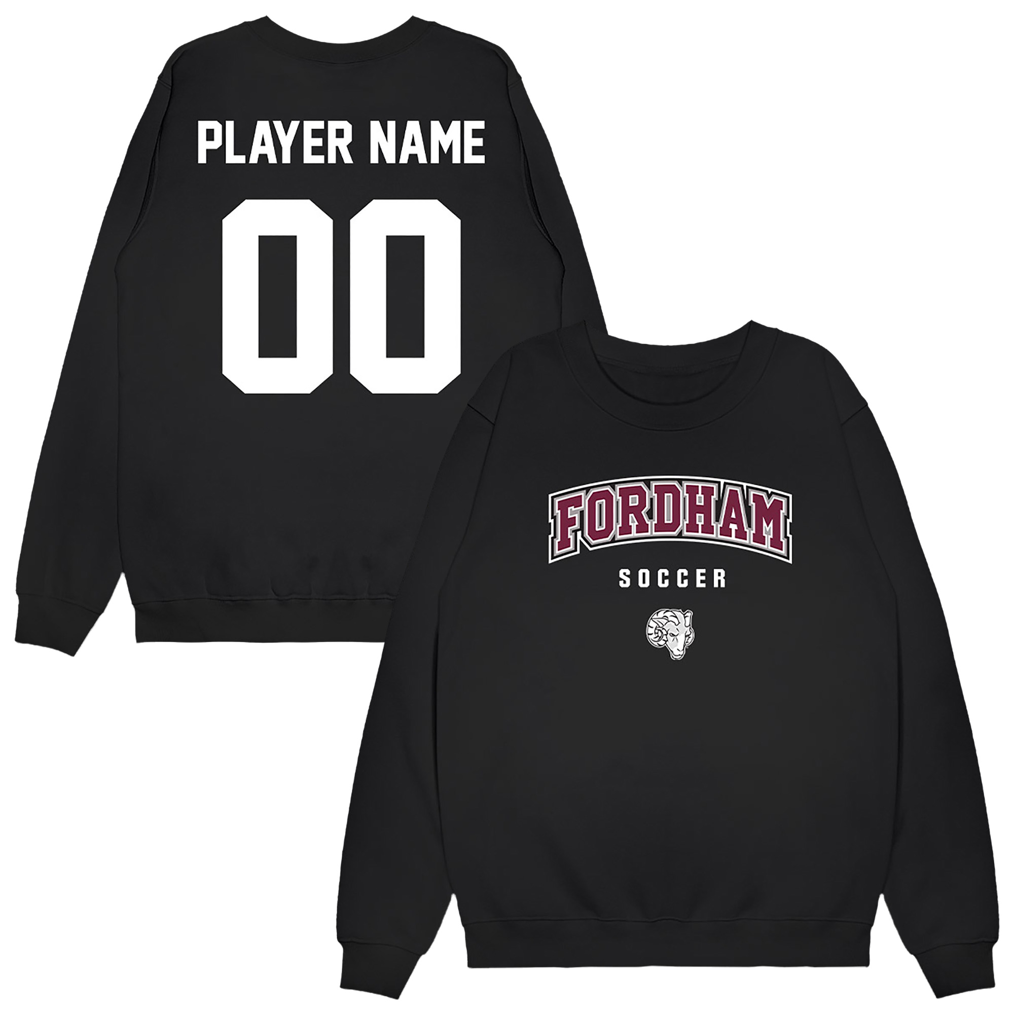 Unisex Black Fordham Rams NIL Pick-A-Player Men’s Soccer Sweatshirt