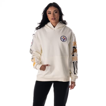 Unisex The Wild Collective  Cream Pittsburgh Steelers Stacked Graphic Sleeve Fleece Hoodie