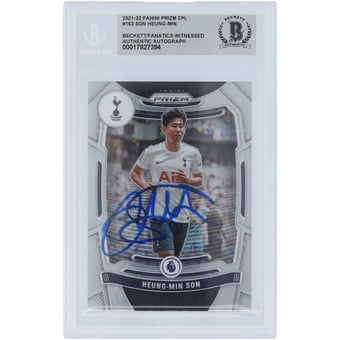Son Heung-min Tottenham Hotspur Autographed 2021-22 Panini Prizm EPL #163 Beckett Fanatics Witnessed Authenticated Card
