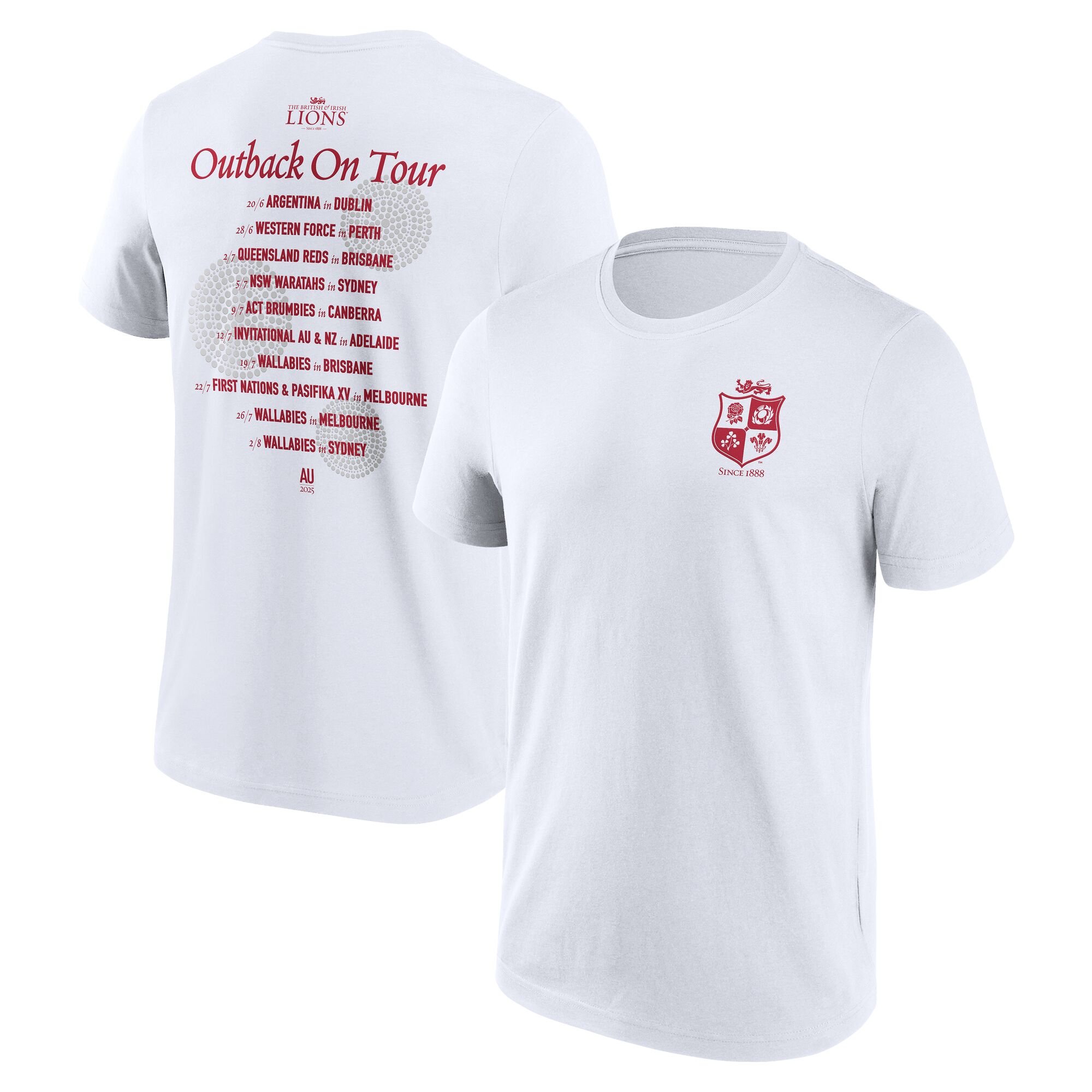 T-shirt con grafica "British & Irish Lions 2025 Tour Fixtures" - Bianca