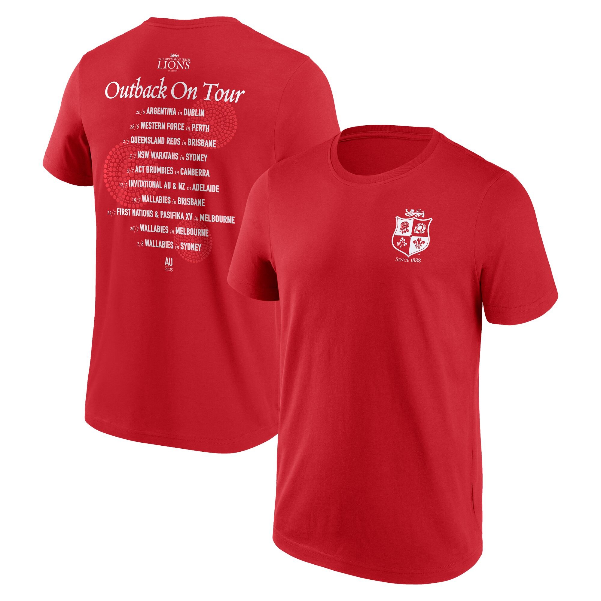 T-shirt con grafica "British & Irish Lions 2025 Tour Fixtures" - Rossa