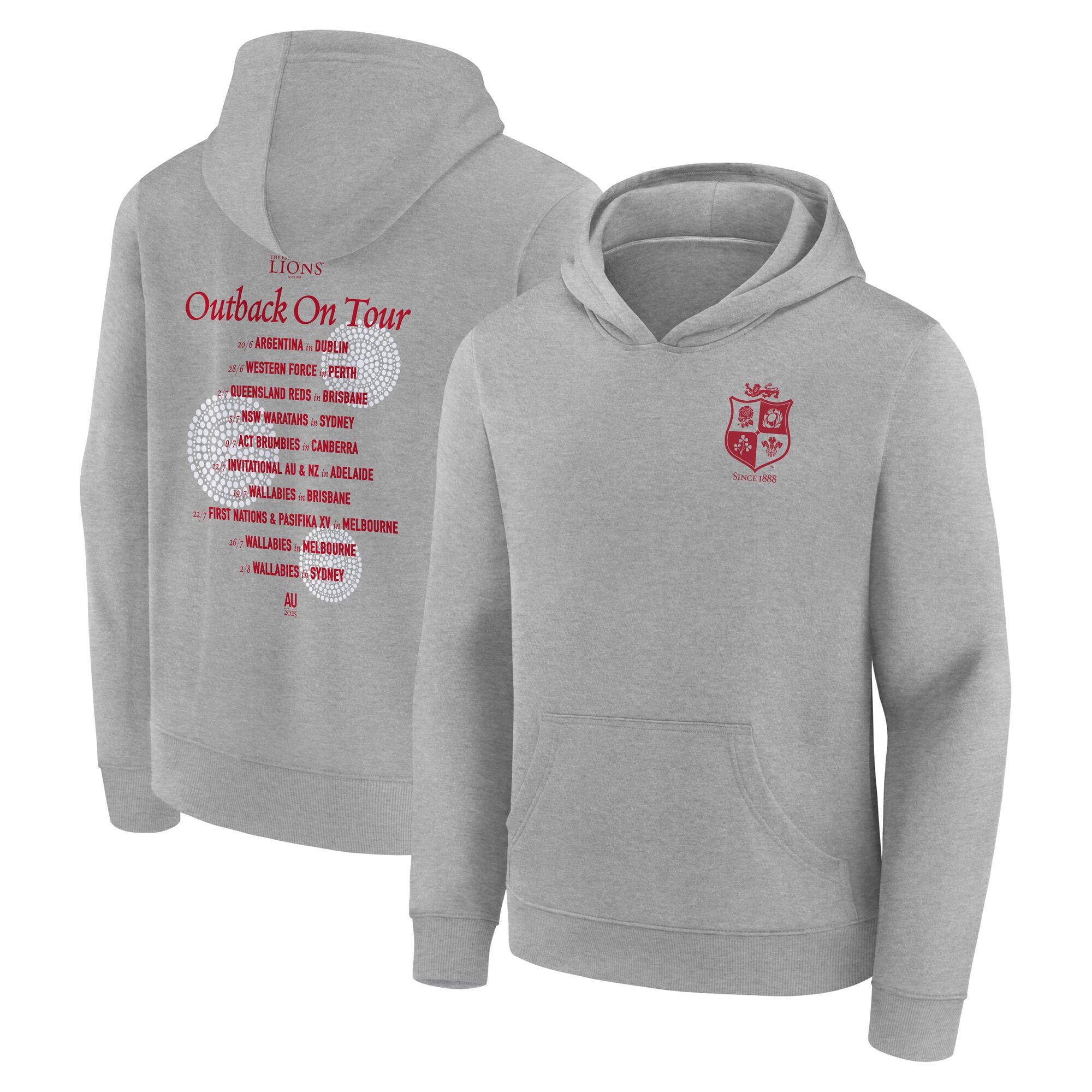 Felpa con cappuccio grafica "British & Irish Lions 2025 Tour Fixtures" - Grigia - Bambino
