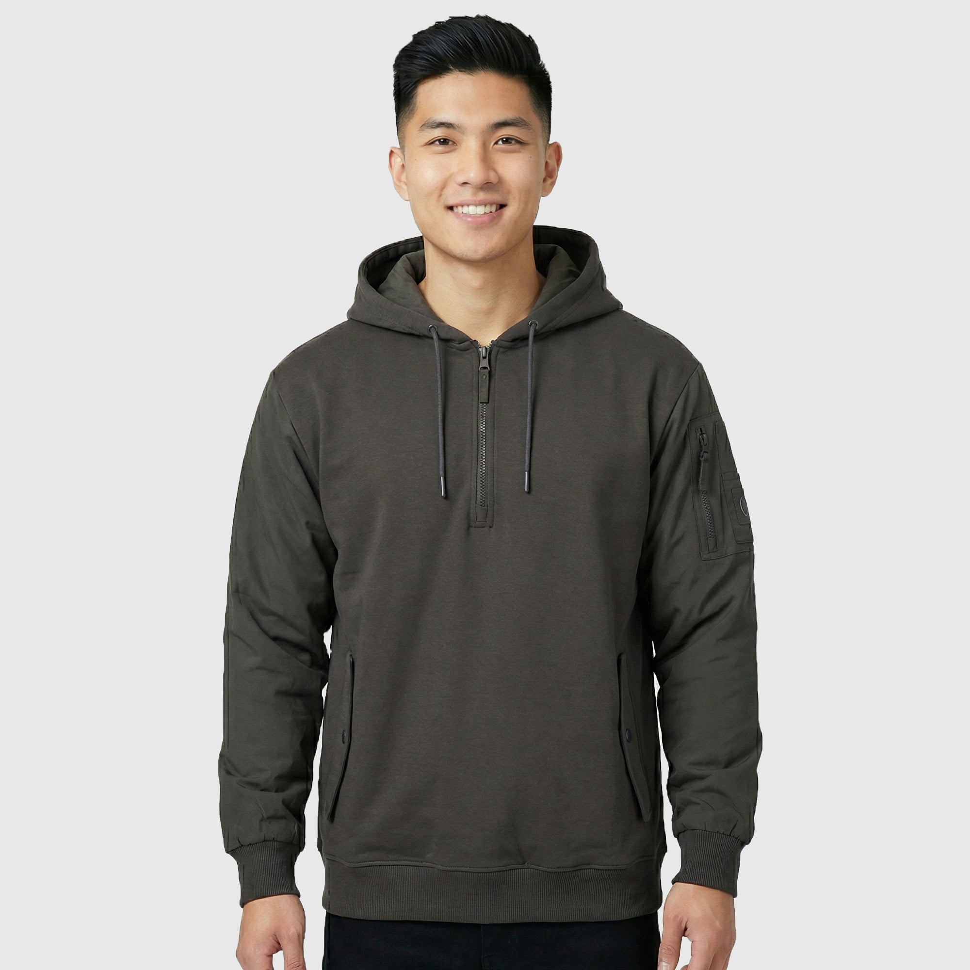 Leeds United Elements Hybrid Quarter Zip Hoodie - Classic Pewter - Mens