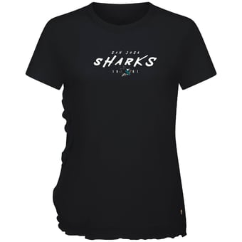 Women's Levelwear  Black San Jose Sharks  Airflow Scratched T-Shirt