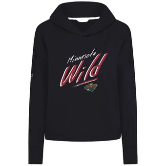 Women's Levelwear  Black Minnesota Wild Sweet Sizzle Tri-Blend Cropped Pullover Hoodie