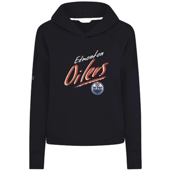 Women's Levelwear  Black Edmonton Oilers Sweet Sizzle Tri-Blend Cropped Pullover Hoodie