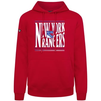 Men's Levelwear  Red New York Rangers Podium Powerhouse Pullover Hoodie