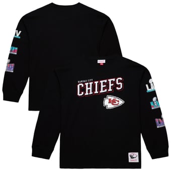 Men's Mitchell & Ness  Black Kansas City Chiefs Training Camp Vintage Logos Long Sleeve T-Shirt
