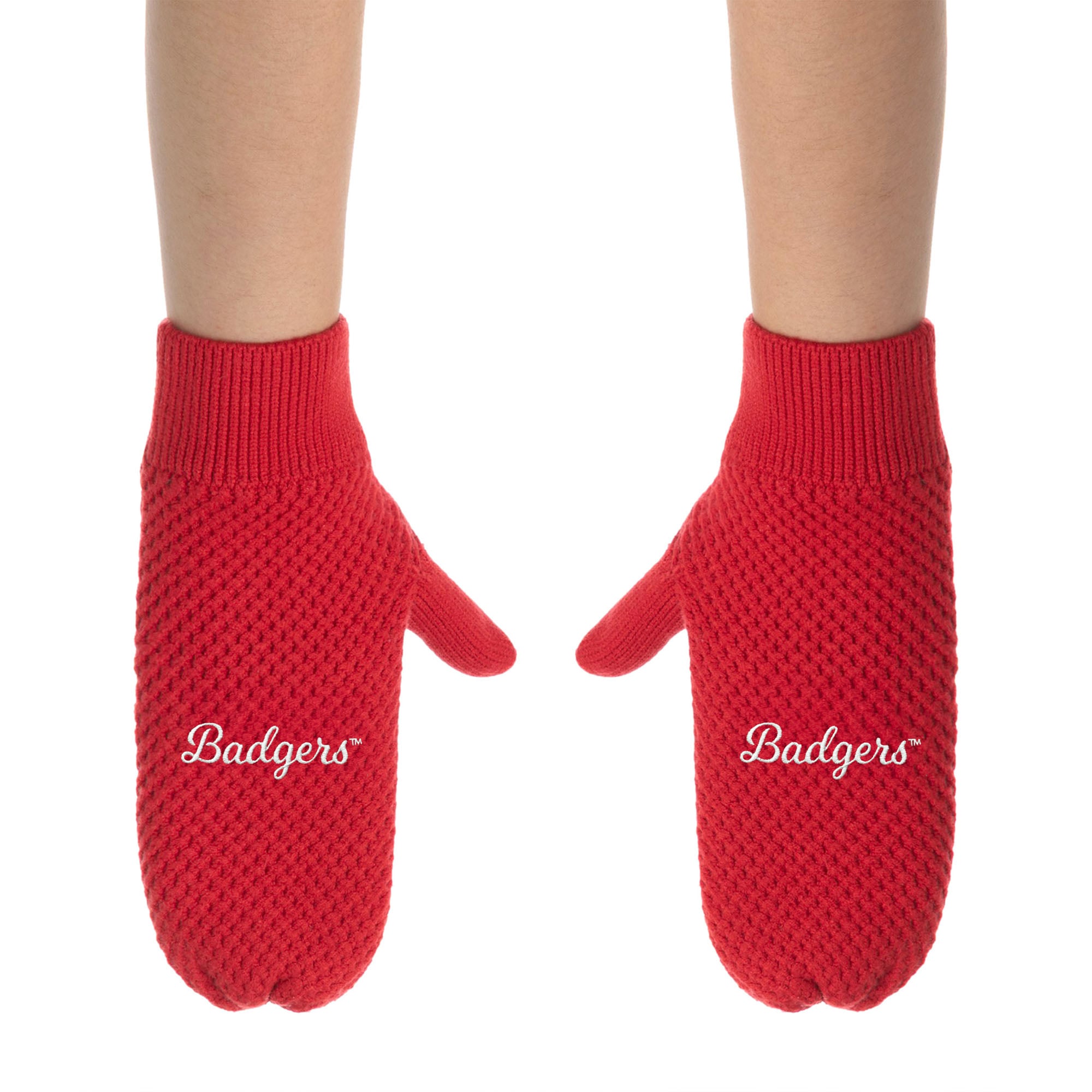 ZooZatz Wisconsin Badgers Knit Bow Headband & Mittens Bundle