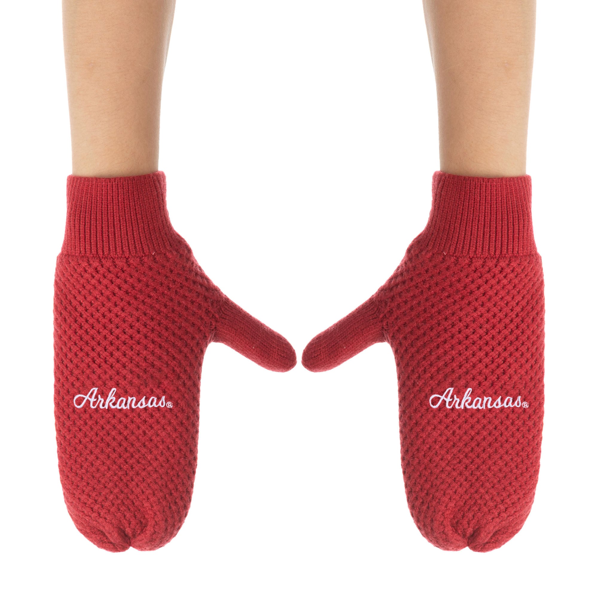 ZooZatz Arkansas Razorbacks Knit Bow Headband & Mittens Bundle