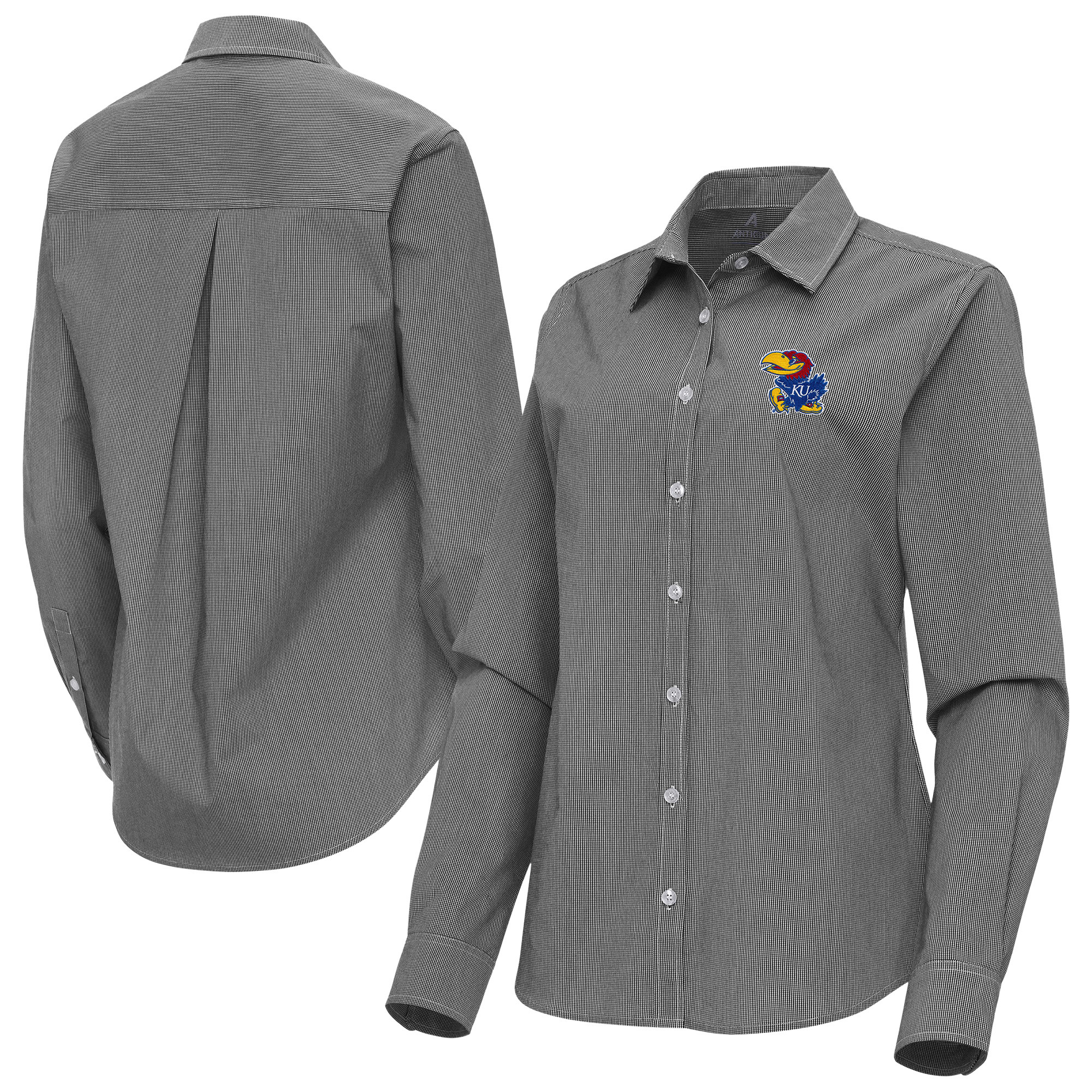 Women’s Antigua Black Kansas Jayhawks Porter Woven Tri-Blend Long Sleeve Button-Up Shirt Women’s Antigua Black Kansas Jayhawks Porter Woven Tri-Blend Long Sleeve Button-Up Shirt