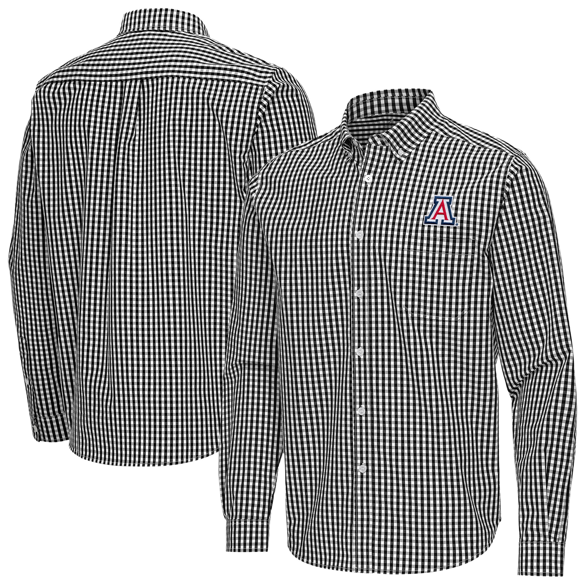 Men's Antigua Black Arizona Wildcats Ellis Woven Tri-Blend Long Sleeve Button-Down Shirt