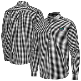 Men's Antigua Black Florida Gators Ellis Woven Tri-Blend Long Sleeve Button-Down Shirt