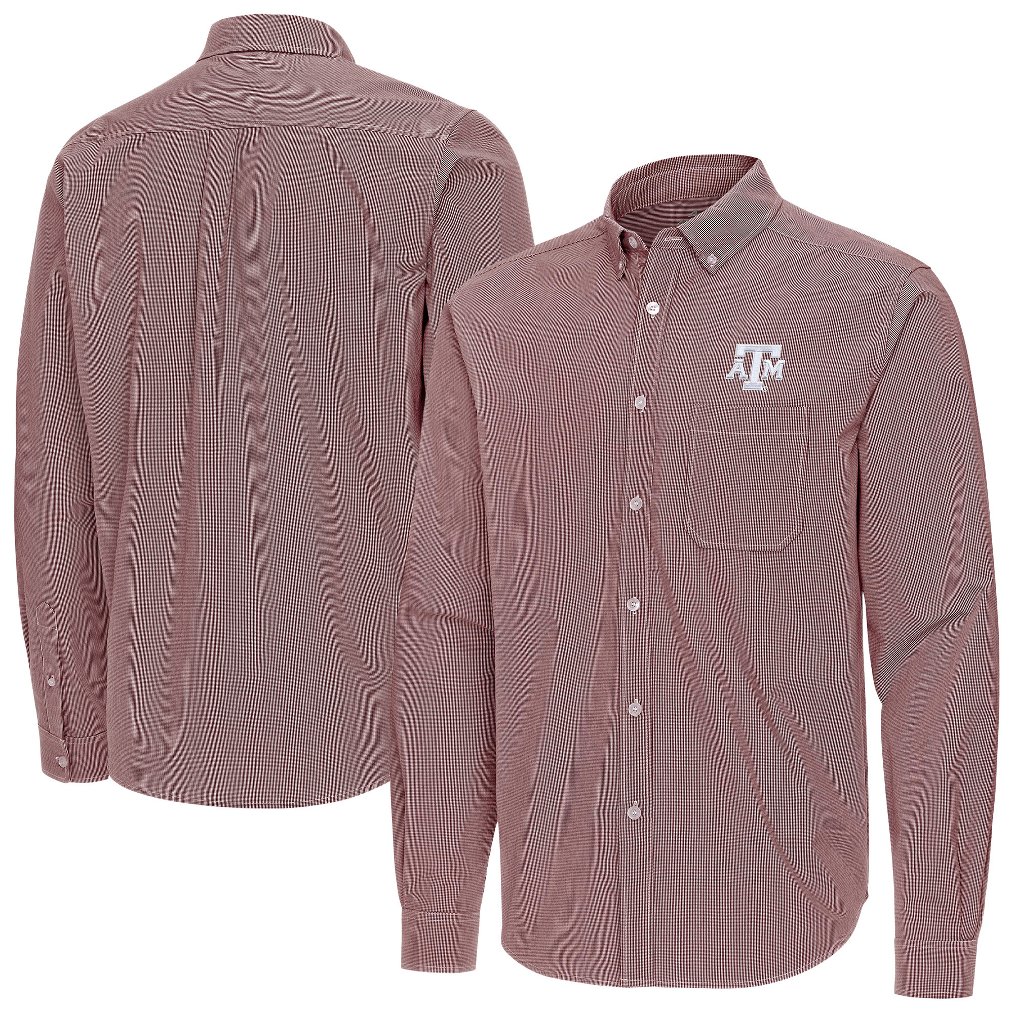 Men’s Antigua Maroon Texas A&M Aggies Porter Woven Tri-Blend Long Sleeve Button-Down Shirt